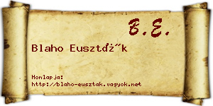Blaho Euszták névjegykártya